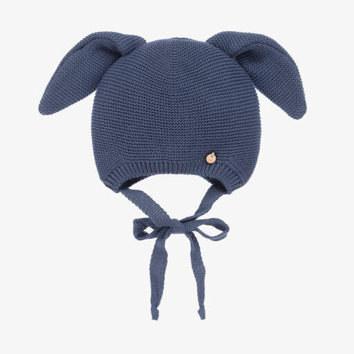 Jamiks-Baby Boys Blue Cotton Rabbit Ear Hat | Childrensalon