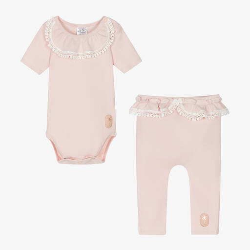 Jamiks-Baby Girls Pink Cotton Leggings Set | Childrensalon