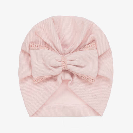 Jamiks-Baby Girls Pink Ribbed Cotton Turban | Childrensalon
