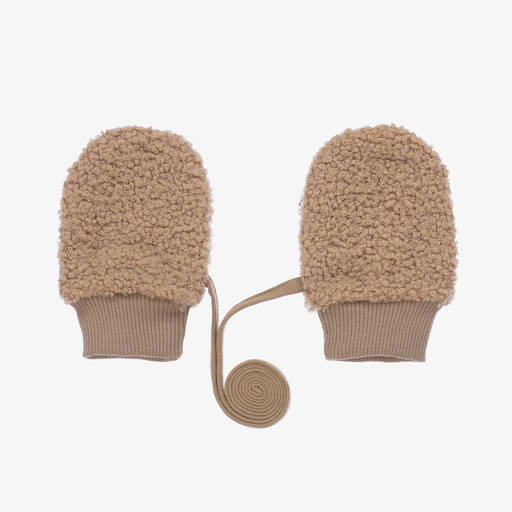 Jamiks-Beige Bouclé Mittens | Childrensalon