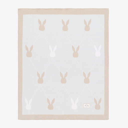 Jamiks-Blue Knitted Bunny Blanket (87cm) | Childrensalon