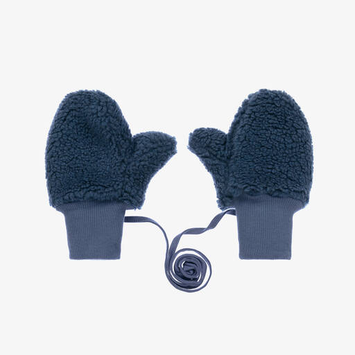 Jamiks-Boys Dark Blue Sherpa Fleece Mittens | Childrensalon