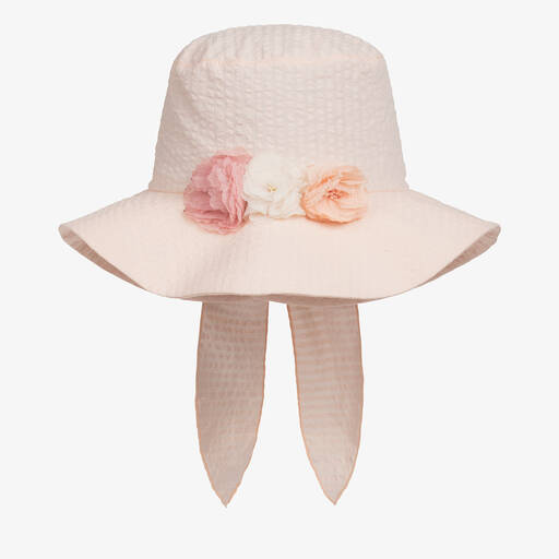 Jamiks-Girls Pink Cotton Floral Sun Hat | Childrensalon