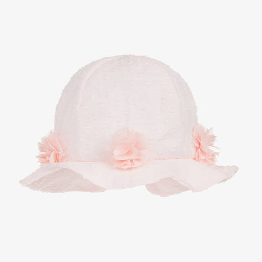 Jamiks-قبعة قطن لون زهري مزينة بورود للبنات | Childrensalon