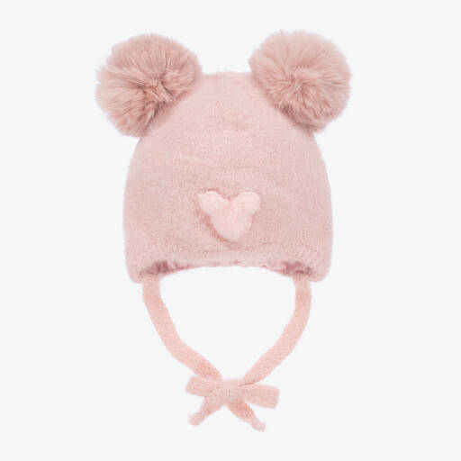 Jamiks-Girls Pink Wool & Cashmere Pom-Pom Hat | Childrensalon