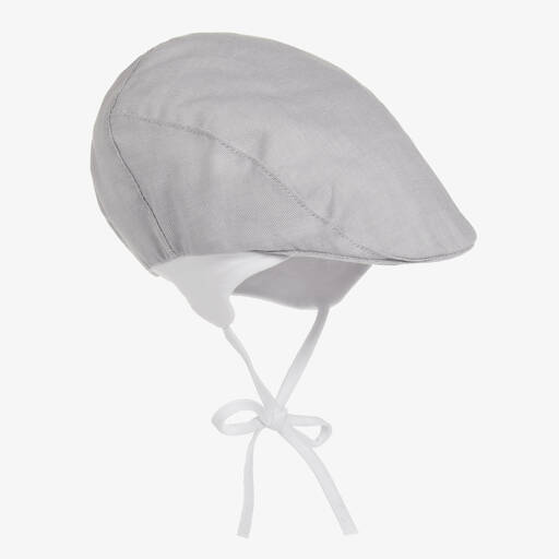 Jamiks-Grey Organic Cotton Baby Flat Cap | Childrensalon