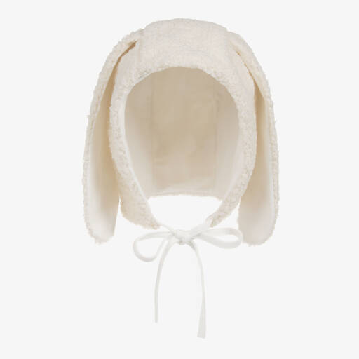 Jamiks-Ivory Cotton Sherpa Bunny Ears Baby Hat | Childrensalon