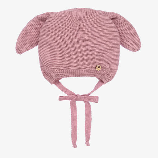 Jamiks-Pink Cotton Knit Bunny Ears Baby Hat | Childrensalon