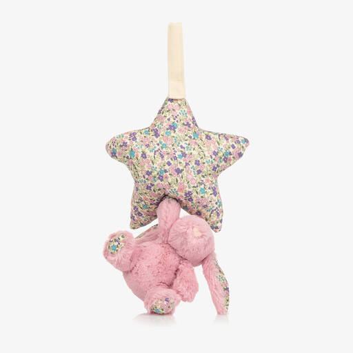Jellycat-Pink Floral Bunny Musical Pull Toy (28cm) | Childrensalon