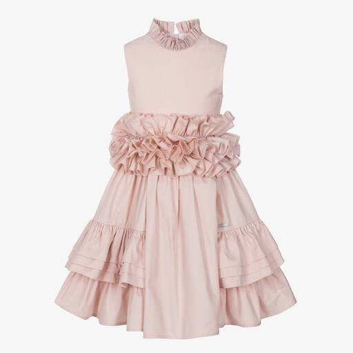Jessie and James London-Girls Pink Cotton Ruffle Dress | Childrensalon