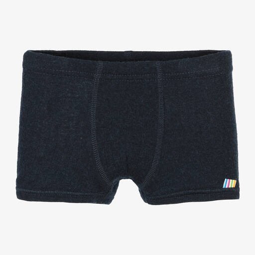 Joha-Boys Blue Merino Wool Boxer Shorts | Childrensalon
