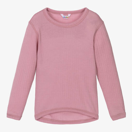Joha-Girls Pink Merino Wool Knitted Top | Childrensalon