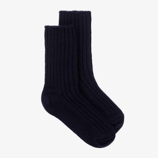Joha-Navy Blue Thermal Wool Socks | Childrensalon