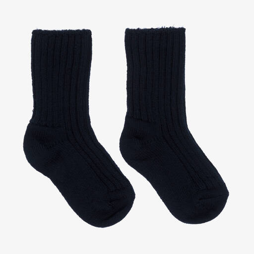 Joha-Navy Blue Thermal Wool Socks | Childrensalon