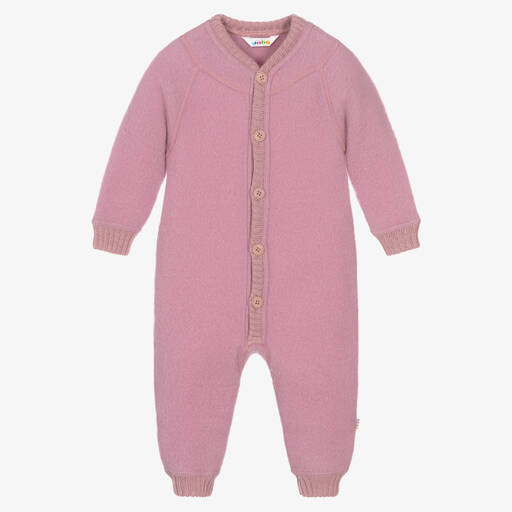 Joha-Pink Thermal Wool Romper  | Childrensalon