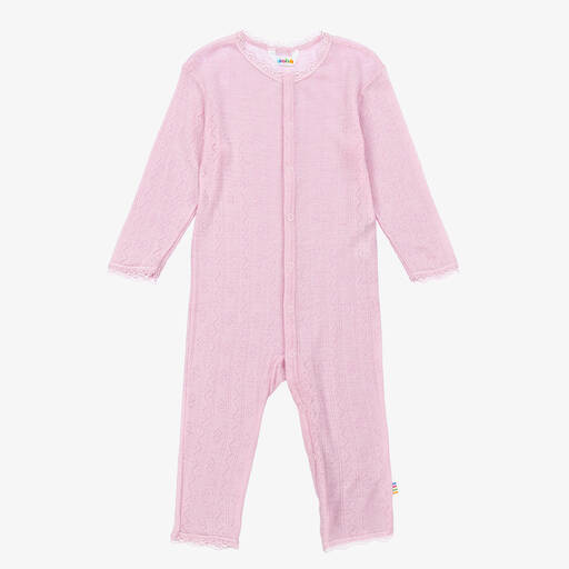 Joha-Розовое боди из шерсти и шелка для малышей | Childrensalon