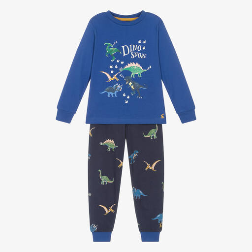 Joules-Blauer Dino-Baumwoll-Schlafanzug  | Childrensalon
