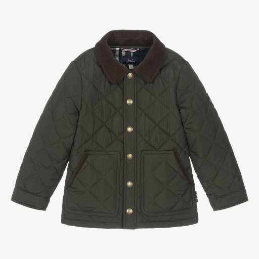 Joules-Boys Khaki Green & Brown Quilted Jacket | Childrensalon