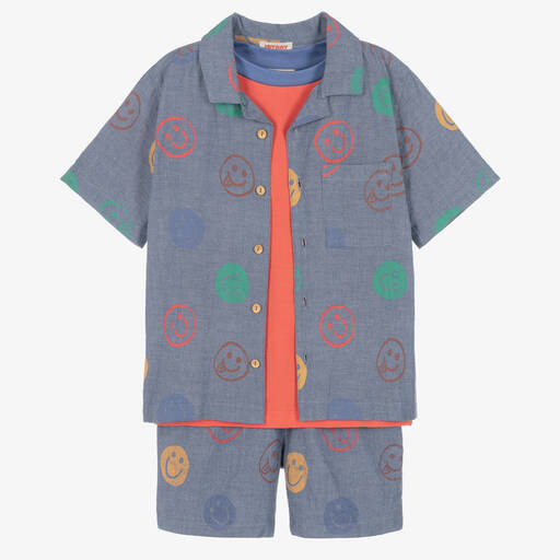 Joyday-Комплект с голубыми шортами со смайлами | Childrensalon