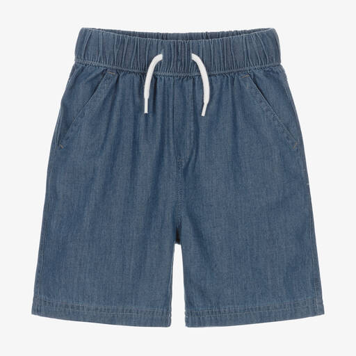 Joyday-Boys Blue Cotton Chambray Shorts | Childrensalon