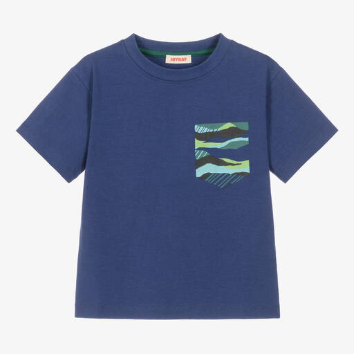 Joyday-Boys Blue Cotton Landscape T-Shirt | Childrensalon