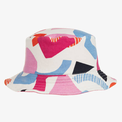 Joyday-Girls Ivory & Pink Cotton Bucket Hat | Childrensalon