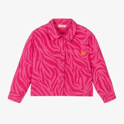 Joyday-Girls Pink Cotton Animal Print Jacket | Childrensalon