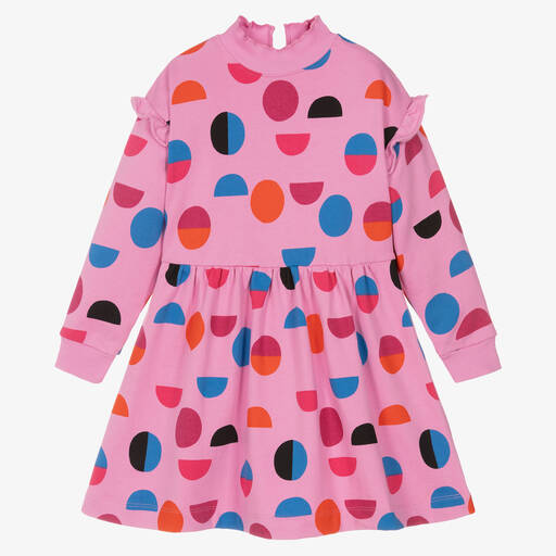 Joyday-Girls Pink Cotton Circles Dress | Childrensalon