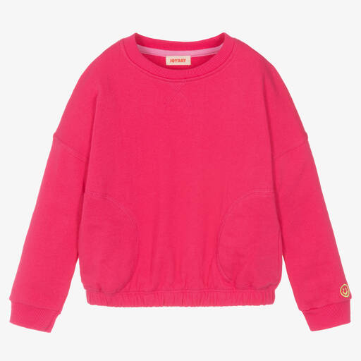 Joyday-Girls Pink Cotton Jersey Sweatshirt | Childrensalon