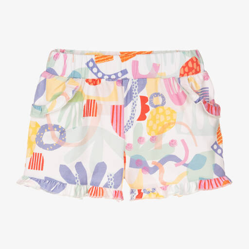 Joyday-Girls White & Pink Cotton Shorts | Childrensalon