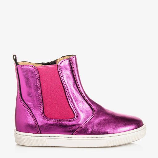 Joyday-Pink Leather Ankle Boots | Childrensalon