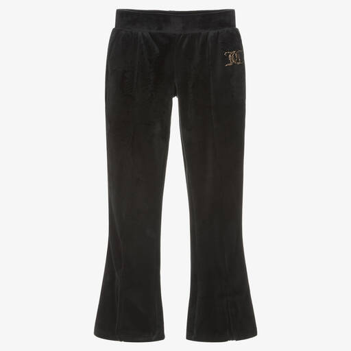 Juicy Couture-Girls Black Flared Velour Joggers | Childrensalon