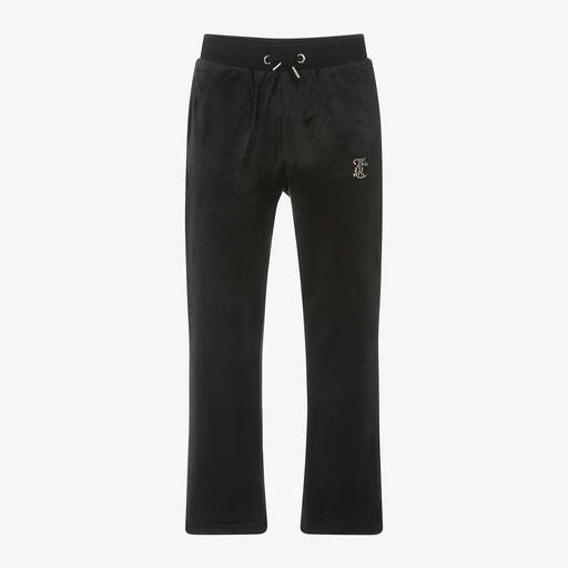 Juicy Couture-Girls Black Flared Velour Joggers | Childrensalon