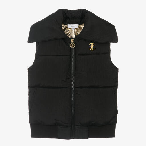 Juicy Couture-Girls Black Puffer Gilet | Childrensalon