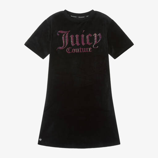 Juicy Couture-Girls Black Velour Sparkle Dress | Childrensalon