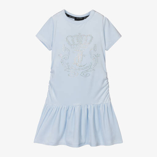 Juicy Couture-Girls Blue Velour Dress | Childrensalon