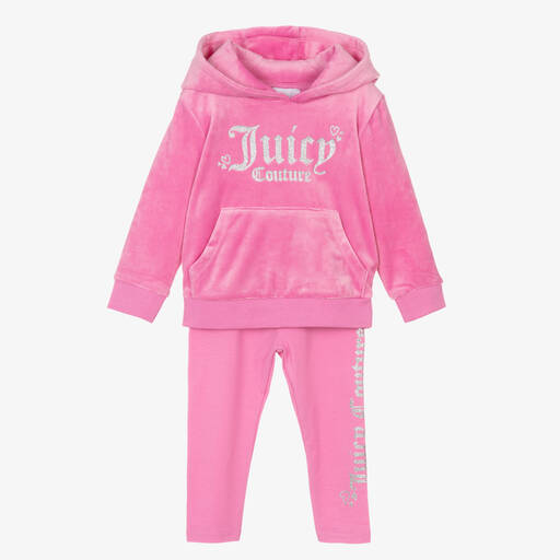 Juicy Couture-Girls Bright Pink Velour Leggings Set | Childrensalon