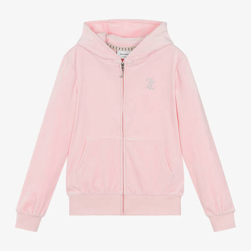Juicy Couture-Girls Pale Pink Velour Zip-Up Top | Childrensalon