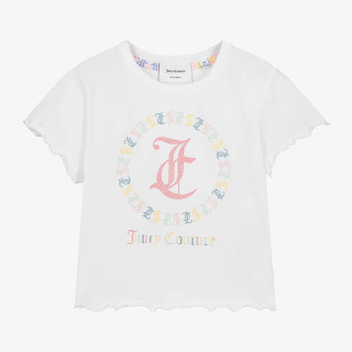 Juicy Couture-Girls White Cotton T-Shirt | Childrensalon