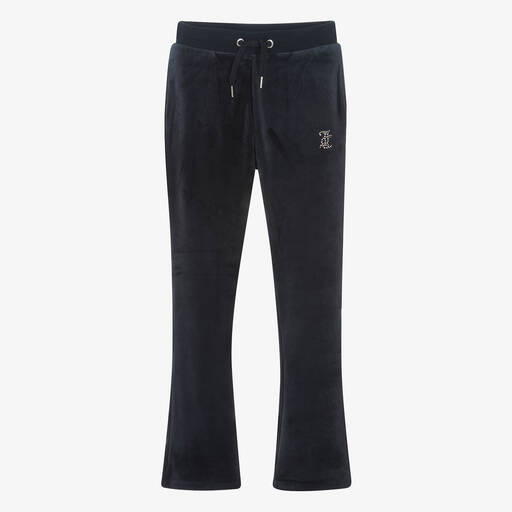 Juicy Couture-Teen Girls Navy Blue Flared Velour Joggers | Childrensalon