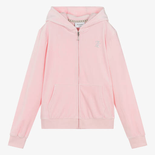 Juicy Couture-Teen Girls Pale Pink Velour Zip-Up Top | Childrensalon