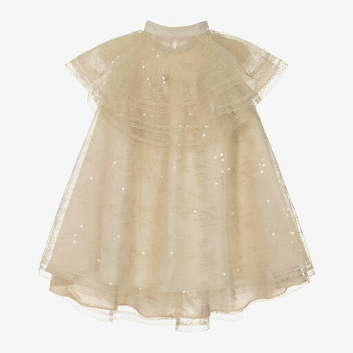 Junona-Girls Ivory Embroidered Tulle Dress | Childrensalon
