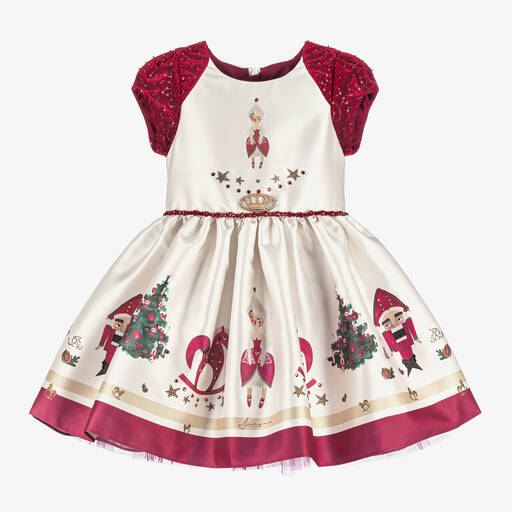 Junona-Girls Ivory Satin Christmas Dress | Childrensalon