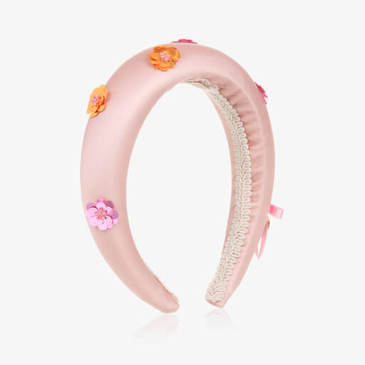 Junona-Girls Pink Flower Sequin Hairband | Childrensalon