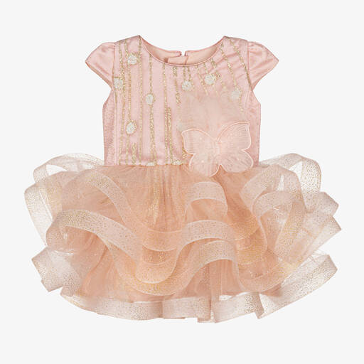 Junona-Girls Pink Ruffle Butterfly Dress | Childrensalon