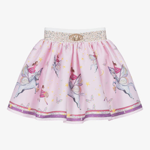 Junona-Розовая атласная юбка с единорогами | Childrensalon