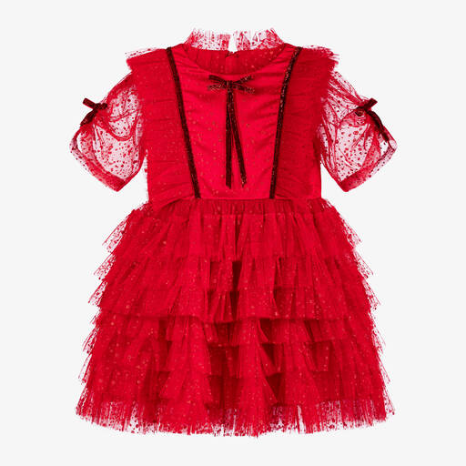 Junona-Girls Red Tulle Dress | Childrensalon