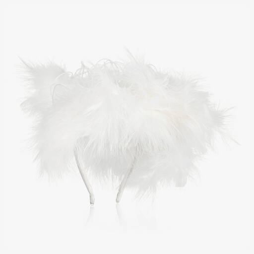 Junona-Girls White Feather Hairband | Childrensalon