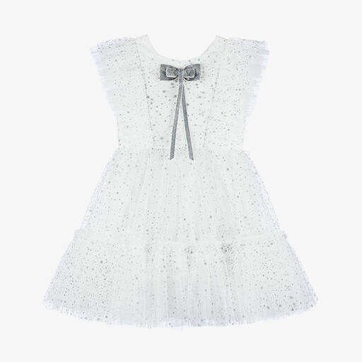 Junona-Girls White Sparkling Tulle Dress | Childrensalon