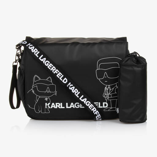 KARL LAGERFELD KIDS-Black Ikonik Baby Changing Bag (37cm) | Childrensalon